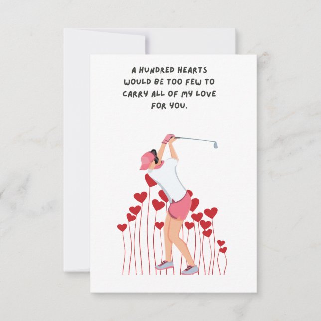 Carte de remerciements de golf avec femme or aquar (Devant)