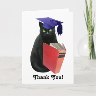 Carte de remerciements de graduation de chats noir