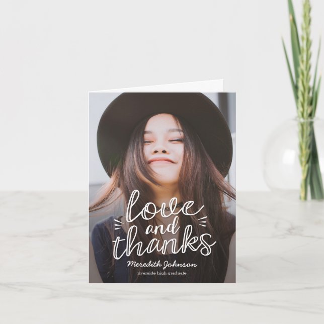 Carte de remerciements de graduation de script amu (Devant)