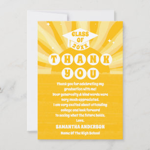 Carte de remerciements de graduation Retro Sunshin