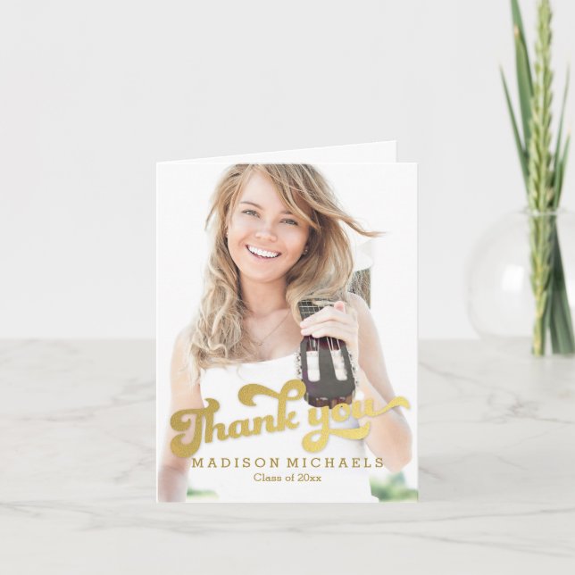 Carte de remerciements de graduation Shimmer éléga (Devant)