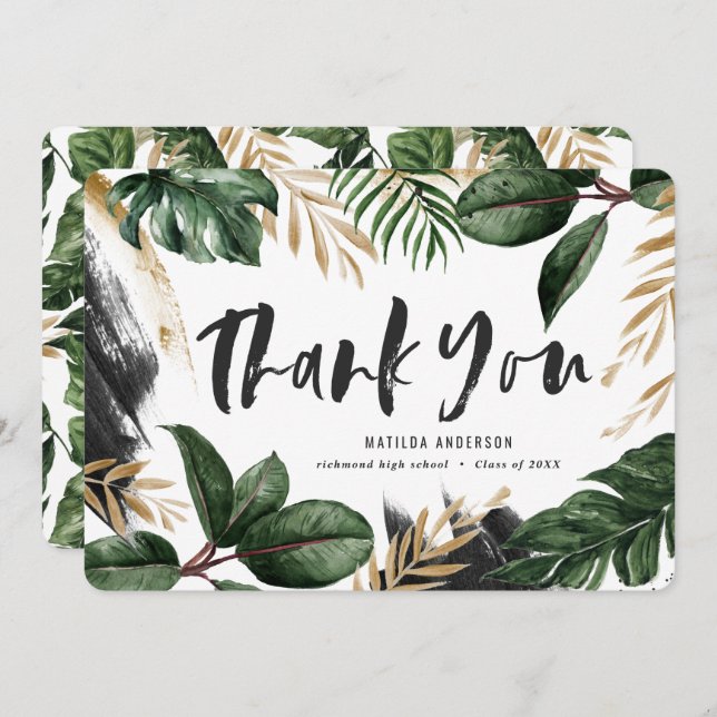 Carte de remerciements de graduation tropicale pei (Devant / Derrière)