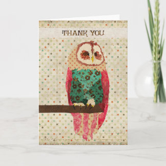 Carte de remerciements de hibou de Rosa