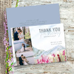 Carte de remerciements de la bande photo du Mariag<br><div class="desc">Mountain Meadow mariage merci carte photo avec paysage de campagne idyllique de montagnes de crête bleue et prairie fleur sauvage rose. Vos images sont affichées au format paysage et, si vous avez des difficultés à les placer, essayez de les recadrer dans paysage, de les recharger ou d'utiliser le bouton de...</div>