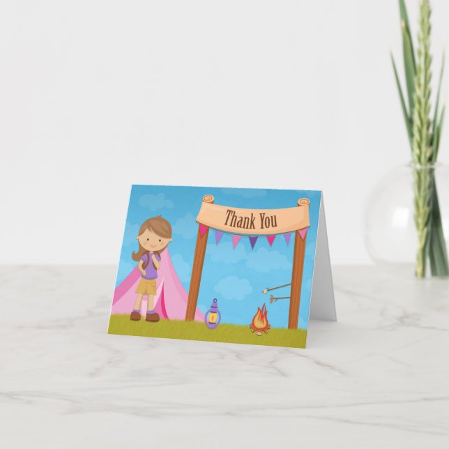 Carte de remerciements de la fête de camping (Devant)