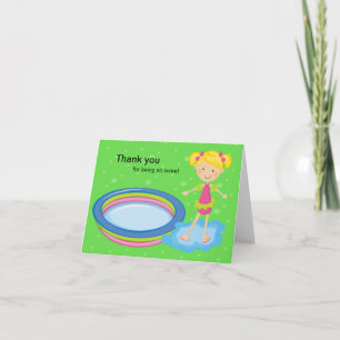 Carte de remerciements de la fête de la piscine po