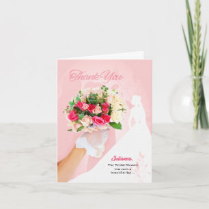 Carte De Remerciements de la mariée rose mariée