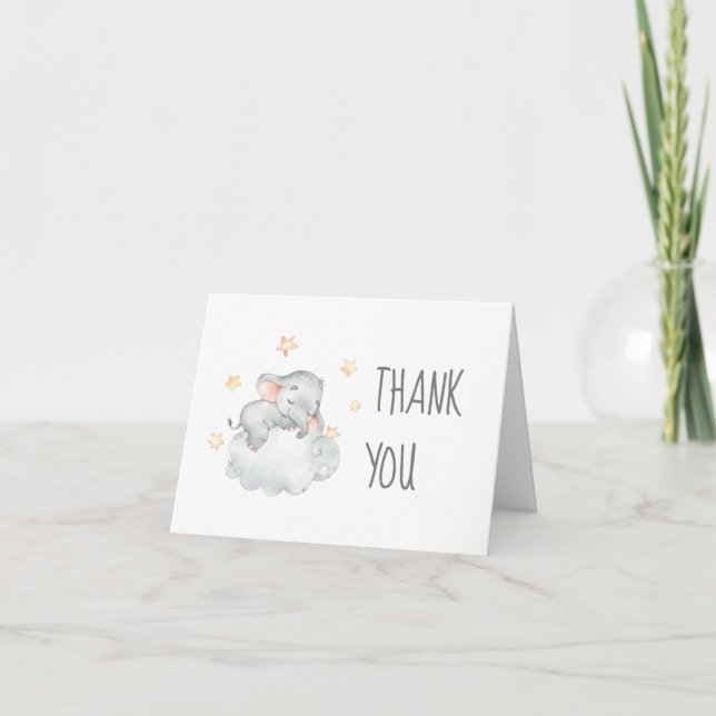Carte de remerciements de la petite fille éléphant (Devant)