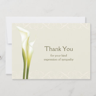 Carte de remerciements de la sympathie de Calla Li