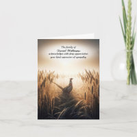 Carte de remerciements de la sympathie des faisans