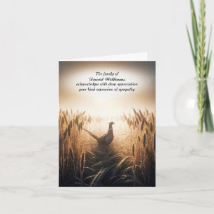 Carte de remerciements de la sympathie des faisans