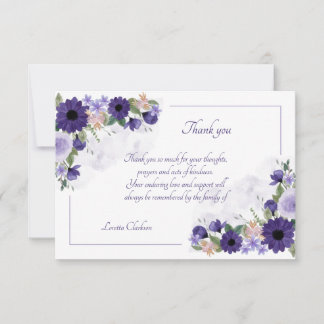 Carte de remerciements de la sympathie florale de