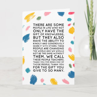 Carte de remerciements de l'enseignant - Unique co