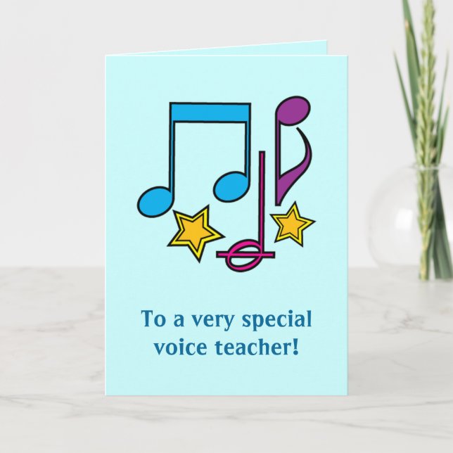 Carte de remerciements de l'enseignant vocal (Devant)