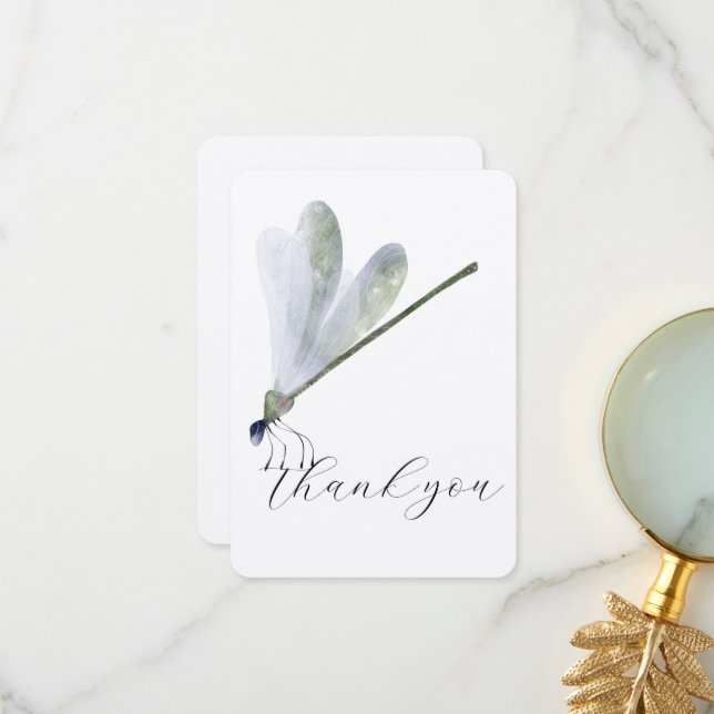 Carte de remerciements de libellule violette (Devant/Arrière en situation)