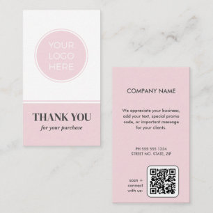Carte de remerciements de logo rose affaires