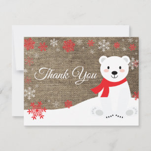 Carte de remerciements de l'ours polaire d'hiver