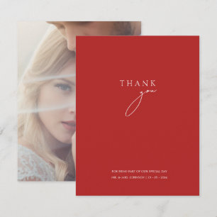 Carte de Remerciements de Mariage à Script Rouge M