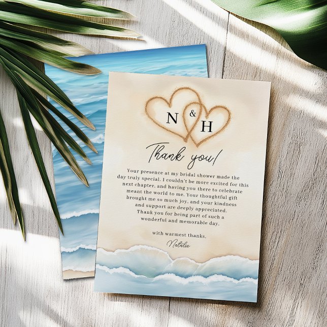 Carte de remerciements de mariage avec Ocean Waves (Beach Wedding Thank You Card)