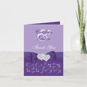 Carte de remerciements de Mariage blanc et violet