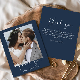 Carte de remerciements de Mariage bleu Budget Mari
