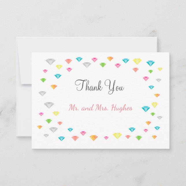 Carte de remerciements de Mariage Confetti coloré (Devant)