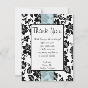 Carte de remerciements de Mariage damassé Floral n