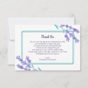 Carte de remerciements de Mariage d'aquarelle Lave