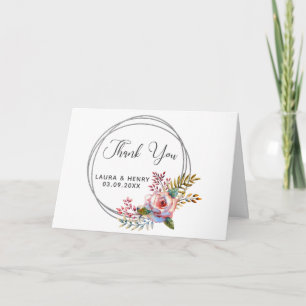 Carte de remerciements de Mariage de couronne flor