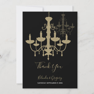 Carte de remerciements de Mariage de lustre en or 