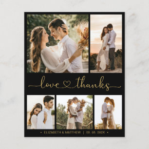 Carte de remerciements de Mariage de script en or