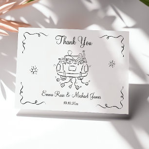 Carte de remerciements de Mariage de voiture à mai