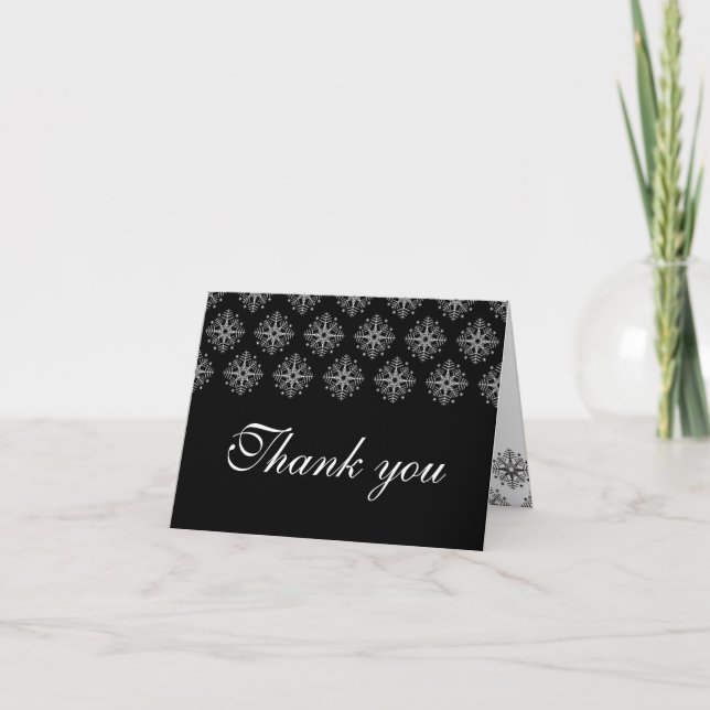 Carte de remerciements de mariage des flocons de n (Devant)