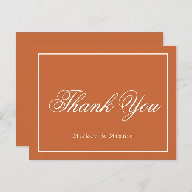 Carte de remerciements de mariage élégant au style (Devant / Derrière)