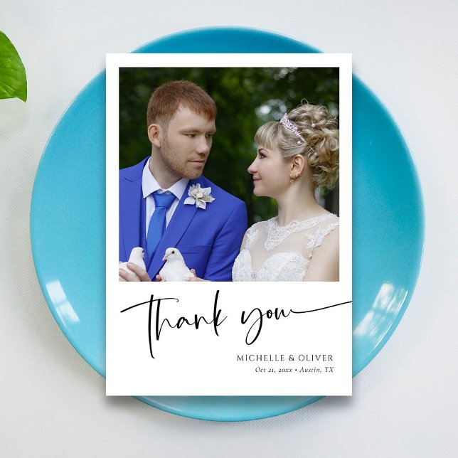 Carte de remerciements de mariage élégant personna (Zazzle Personalized Elegant Photo Wedding Thank You Card)