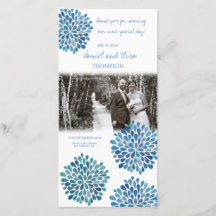 Carte de remerciements de Mariage Floral bleu
