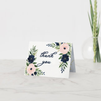 Carte de remerciements de Mariage floral Blush et 