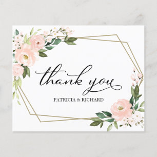 Carte de remerciements de Mariage géométrique rose