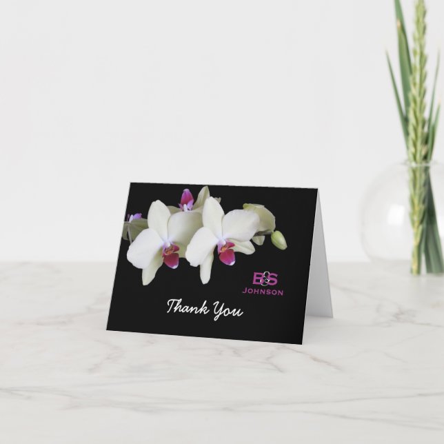 Carte de remerciements de mariage -- Initiales et (Devant)