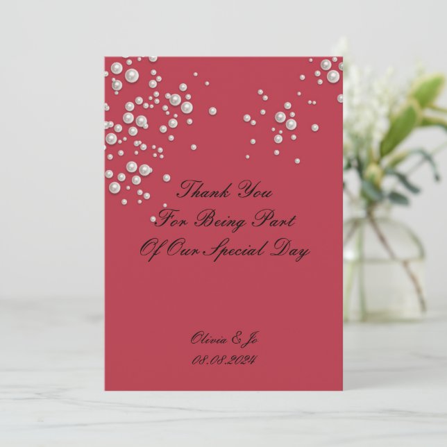 CARTE DE REMERCIEMENTS DE MARIAGE PERLE ROUGE CRIM (Debout devant)