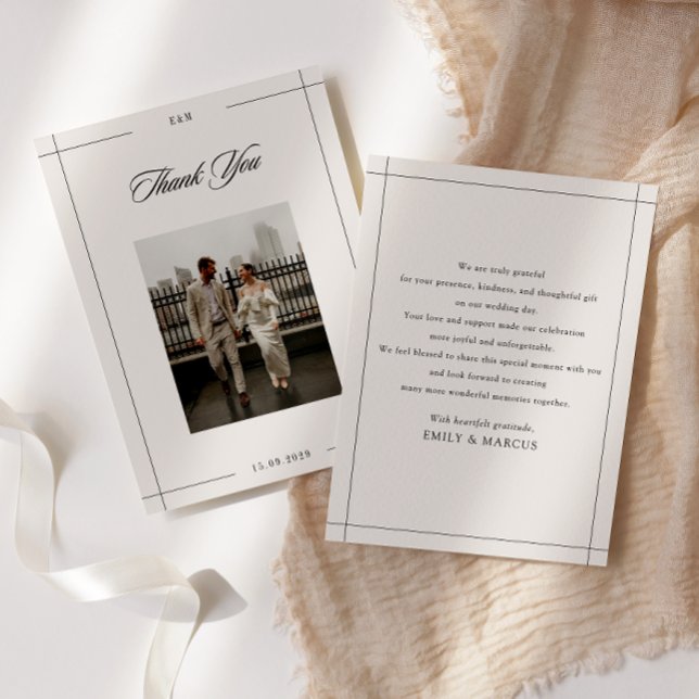 Carte de remerciements de mariage photo de frontiè (Créateur téléchargé)