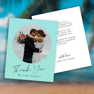 Carte de remerciements de mariage photo de script 