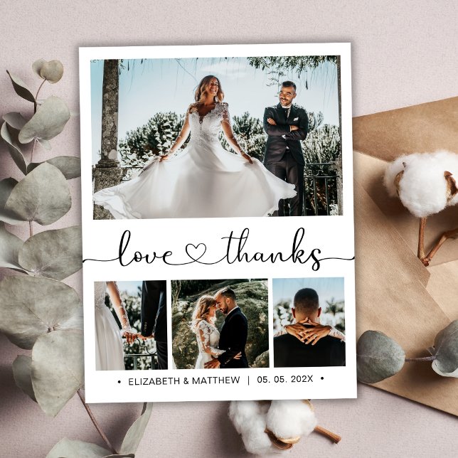 Carte de remerciements de Mariage photo de script  (Créateur téléchargé)