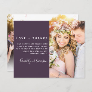 Carte de remerciements de Mariage photo minimalist