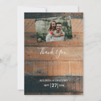 Carte de remerciements de Mariage photo Rustic Woo