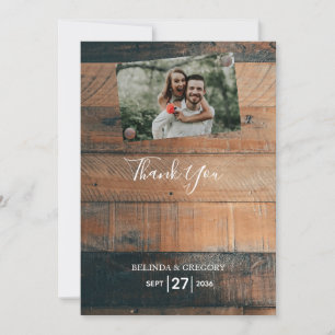 Carte de remerciements de Mariage photo Rustic Woo