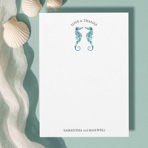 Carte de remerciements de mariage plage Seahorses