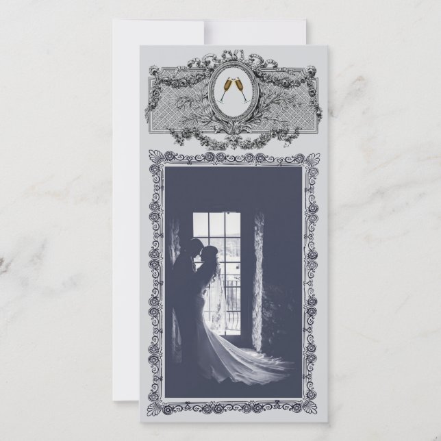 Carte de remerciements de mariage romantique (Devant)
