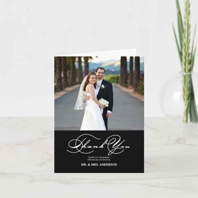 CARTE DE REMERCIEMENTS DE MARIAGE ROMANTIQUE AVEC  (Devant)