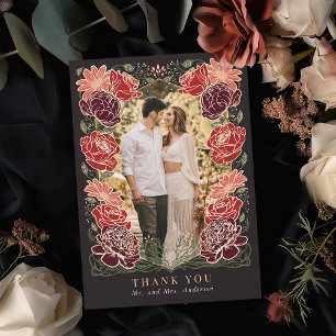 Carte de remerciements de mariage rose Gold Enchan